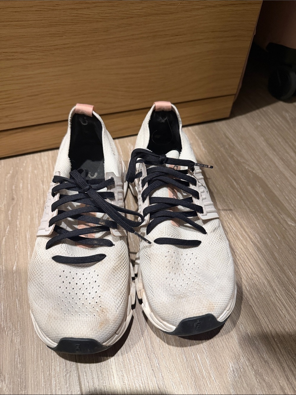 Women’s Lightweight OnCloud Knit Running Sneakers - Cream with Black Accents